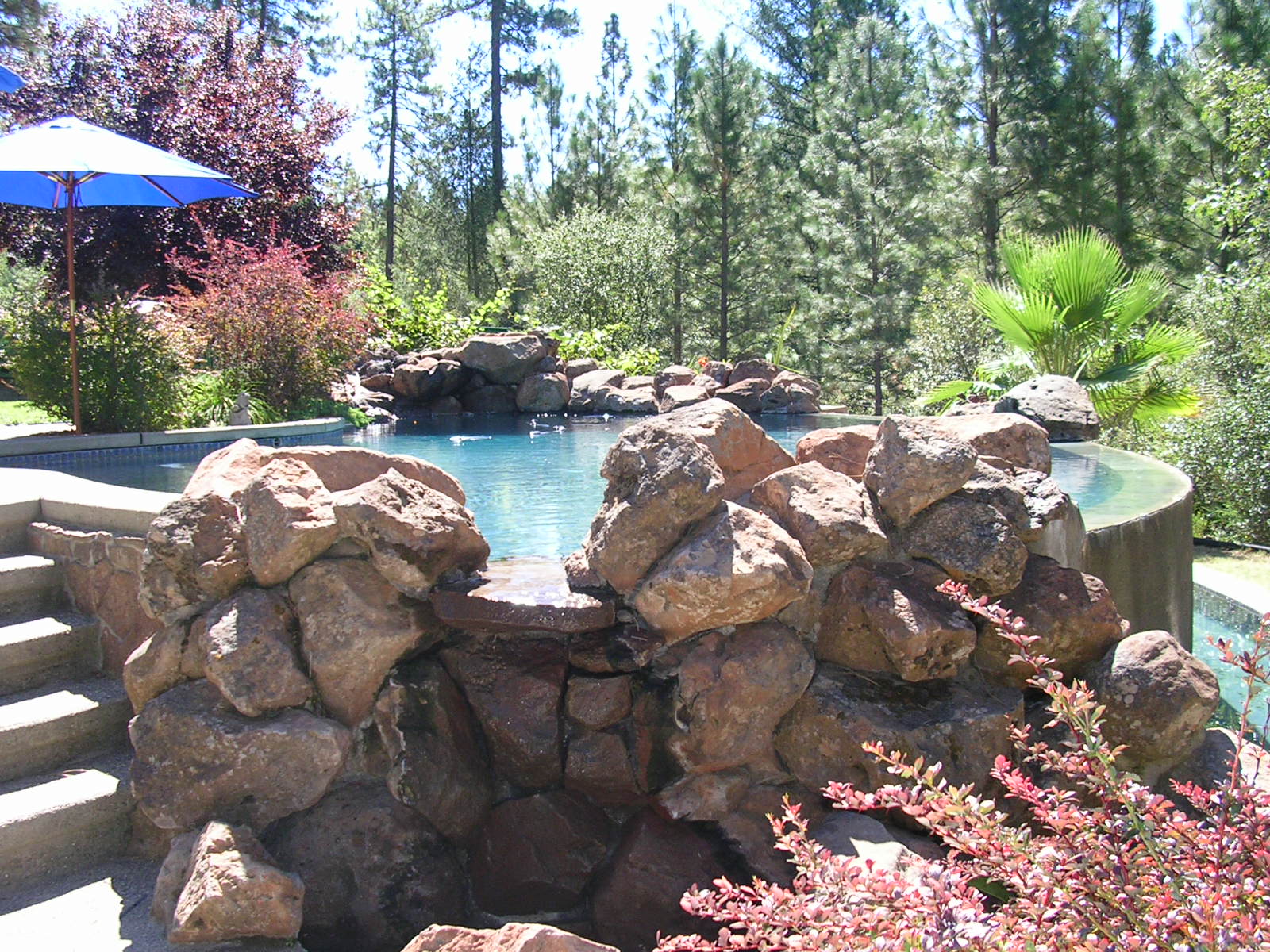 One of two waterfalls on this pool.