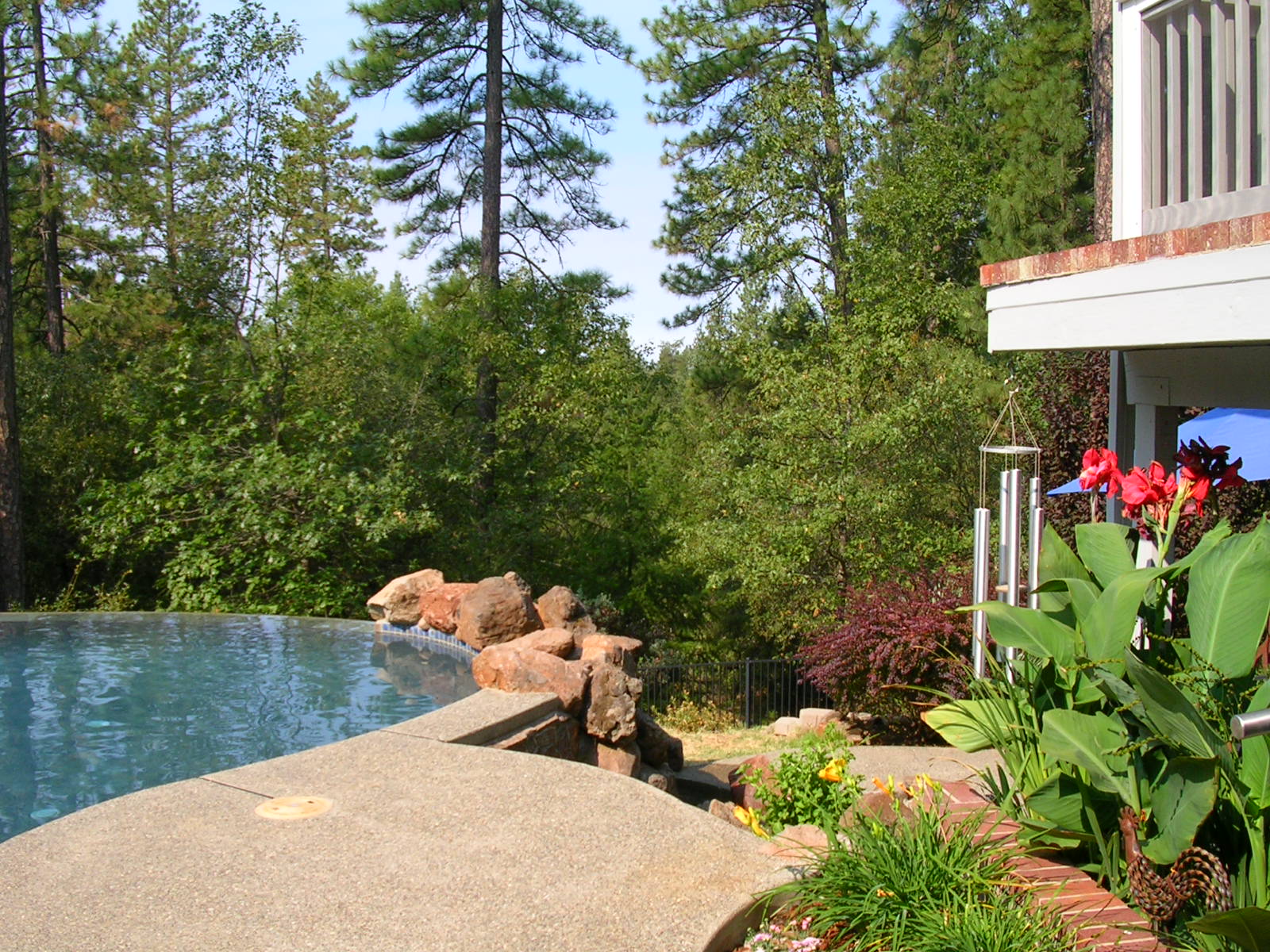 Geremia custom built infinity pool with lower waterfall.